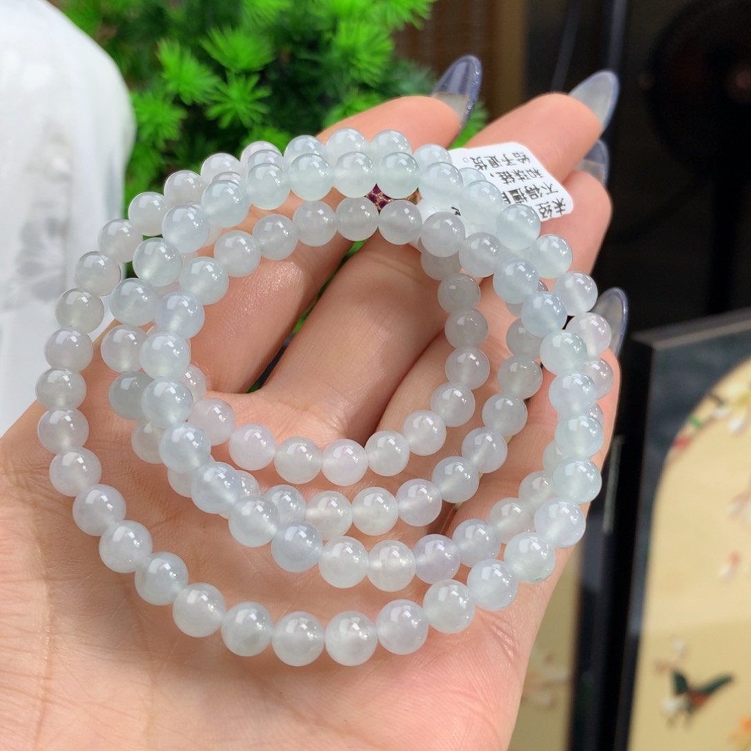 翡翠手链未镶嵌冰蓝晴项链卡6m m