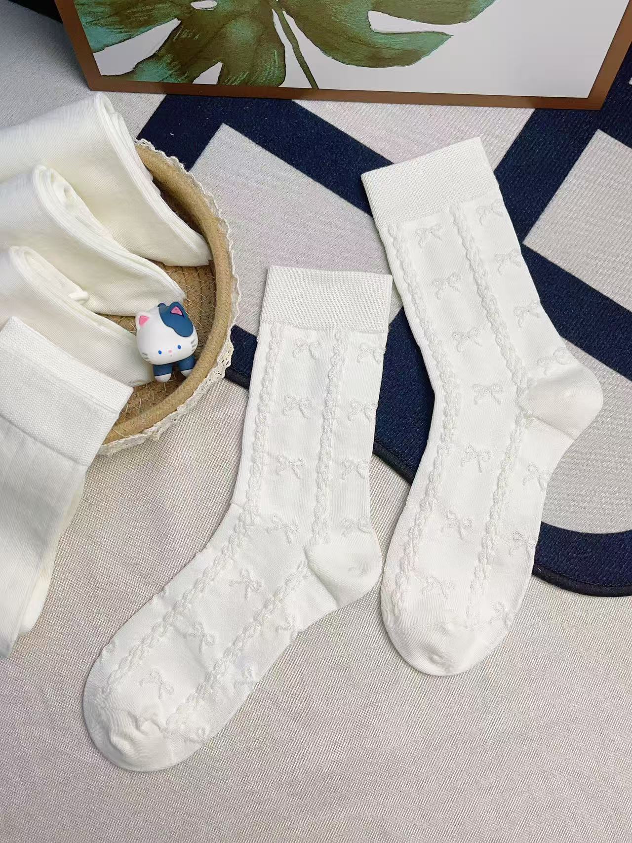 长筒袜森系常规款中筒袜美腿塑形中长筒学院风镂空速干