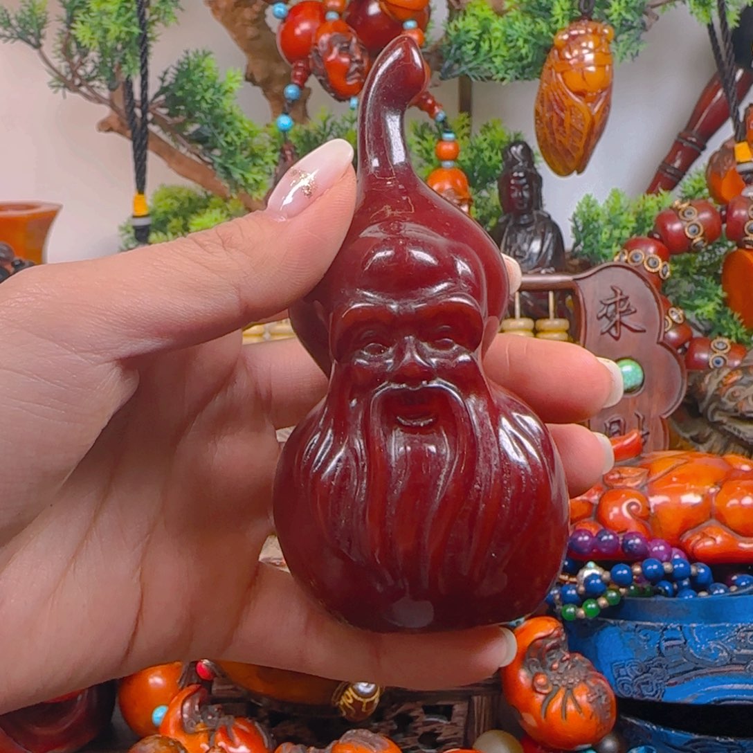 琥珀裸石未镶嵌手把