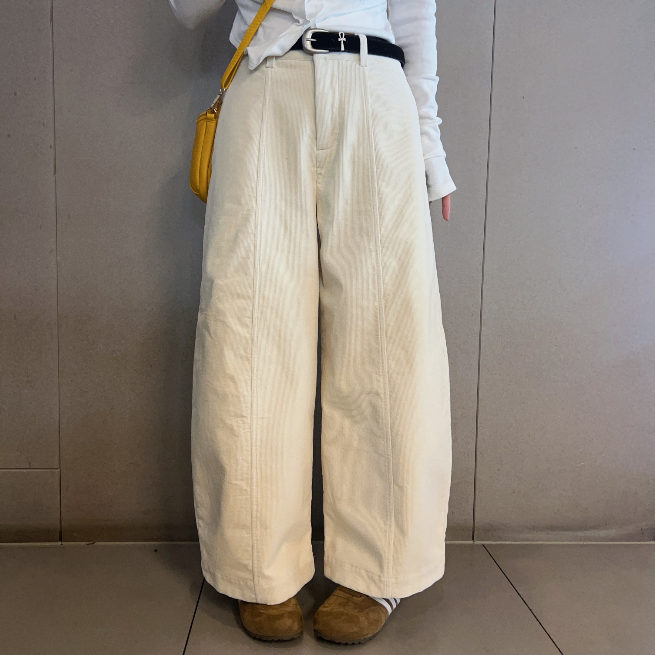 秋冬高腰宽松显瘦阔腿灯芯绒长裤3050