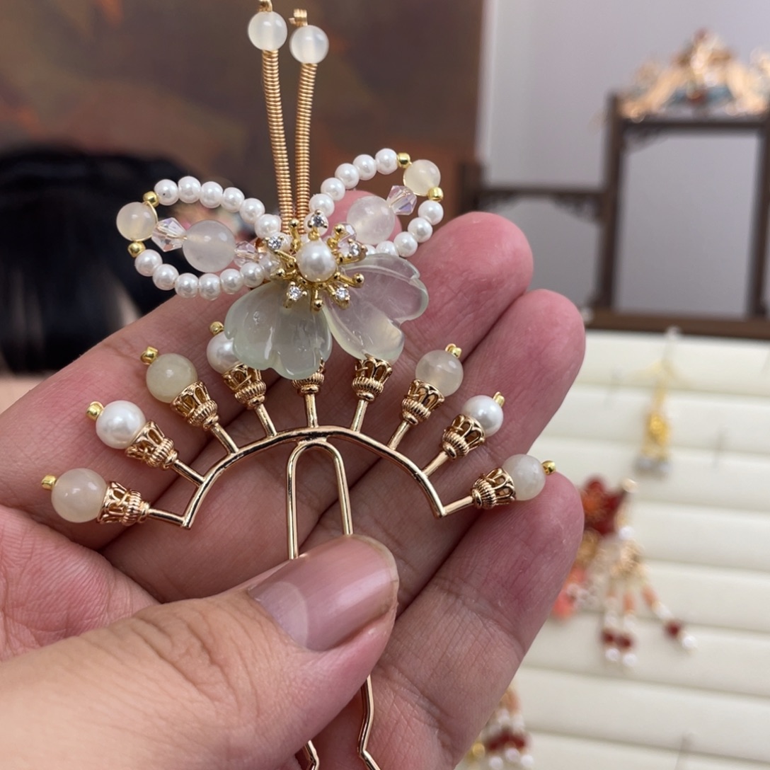 冬***宝醋酸铁合金排钗一对