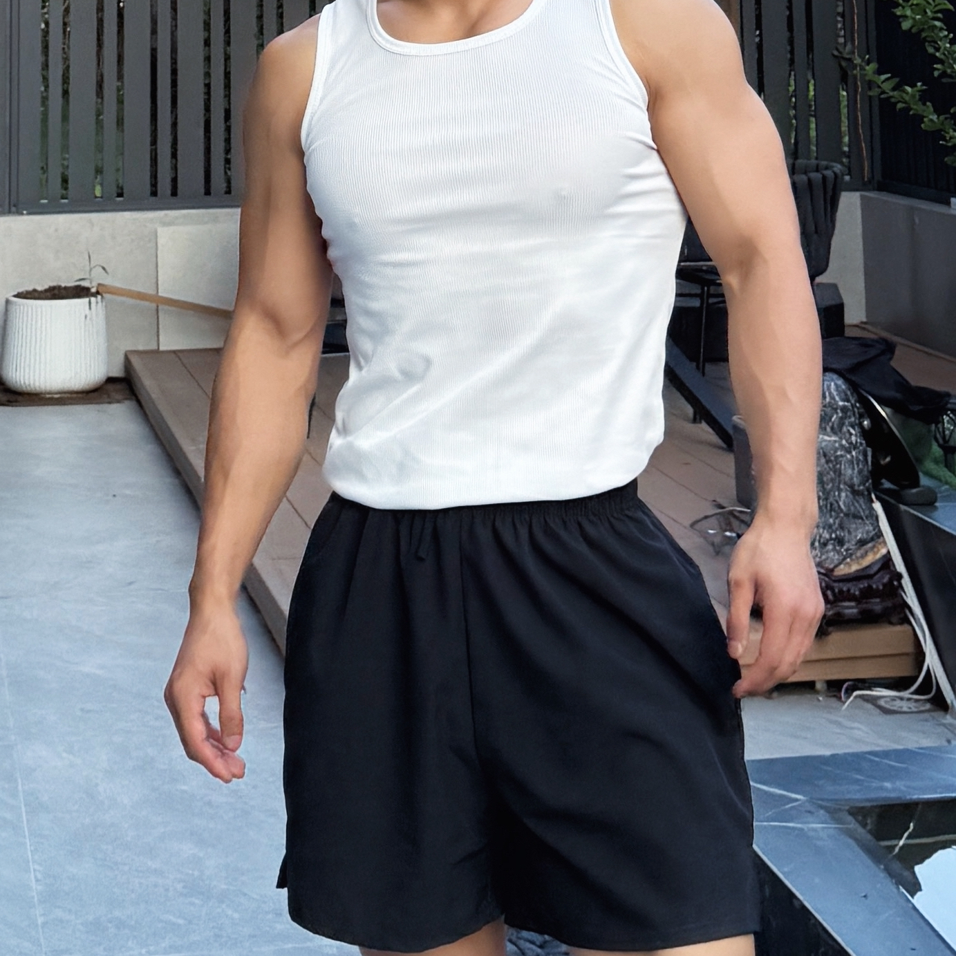 < 魏沅君 >美式三分裤弹力短裤男女短裤子冰丝薄款夏季运动