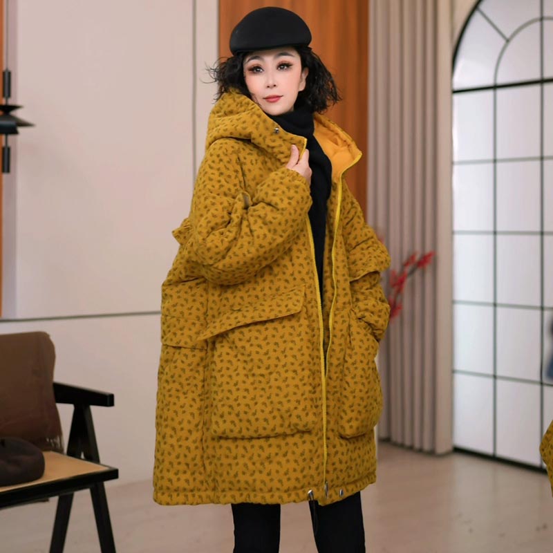 9507冬季新款2025宽松休闲时尚连帽大口袋棉衣女