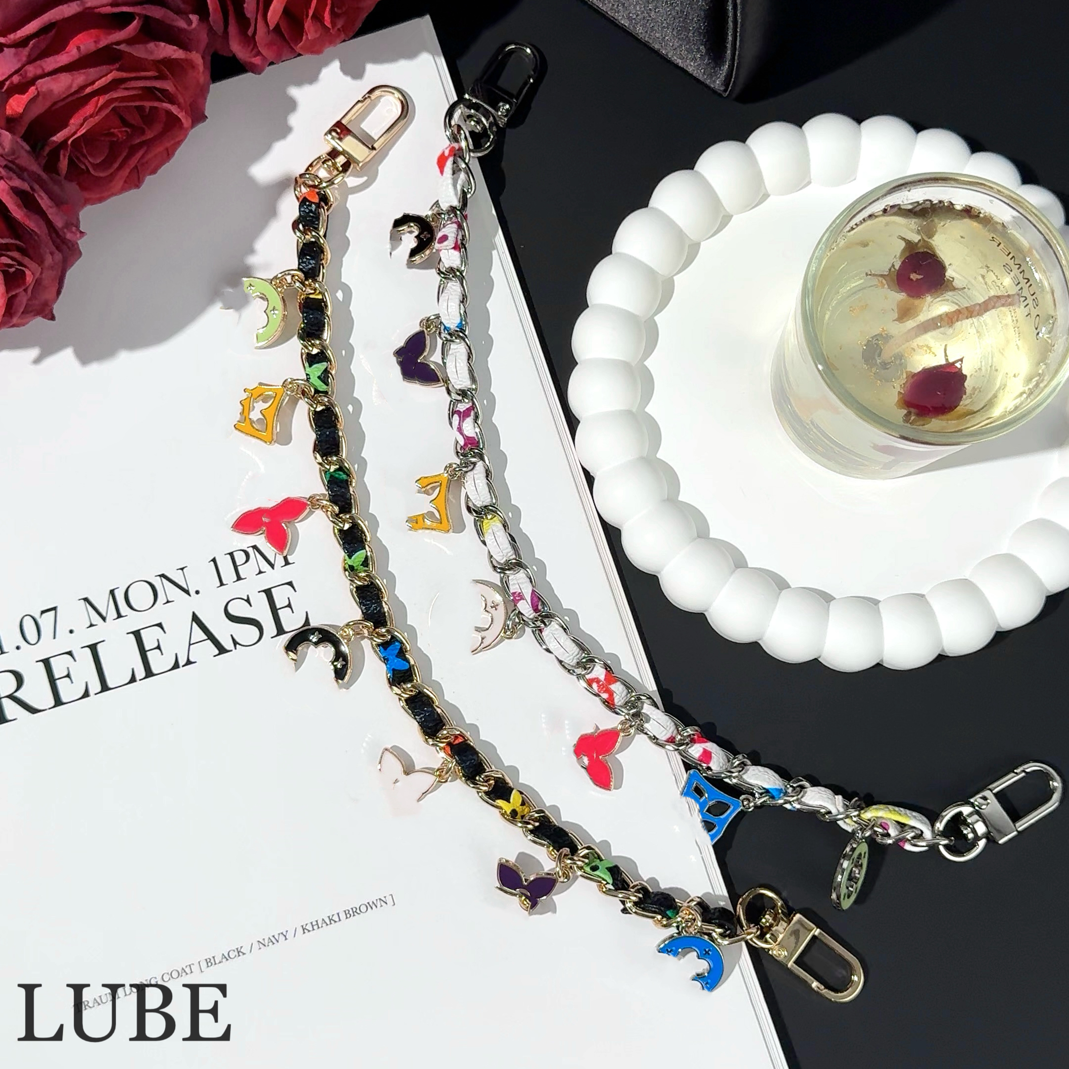 【三彩短链】歪歪高定手工金属手机链适用于安卓苹果手机壳