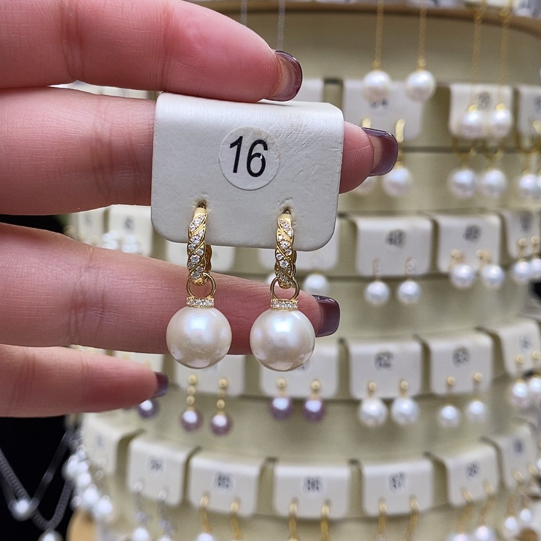 淡水珍珠耳饰银S925镶嵌