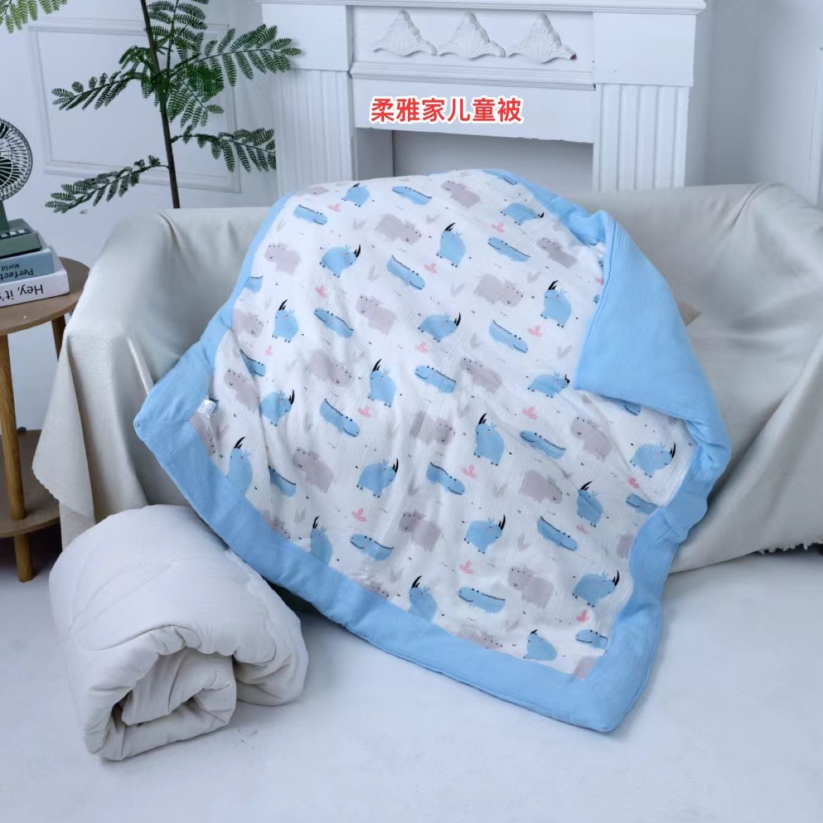 棉花被全棉双层纱绉布幼儿园加厚午休被专用可拆卸宝宝被子