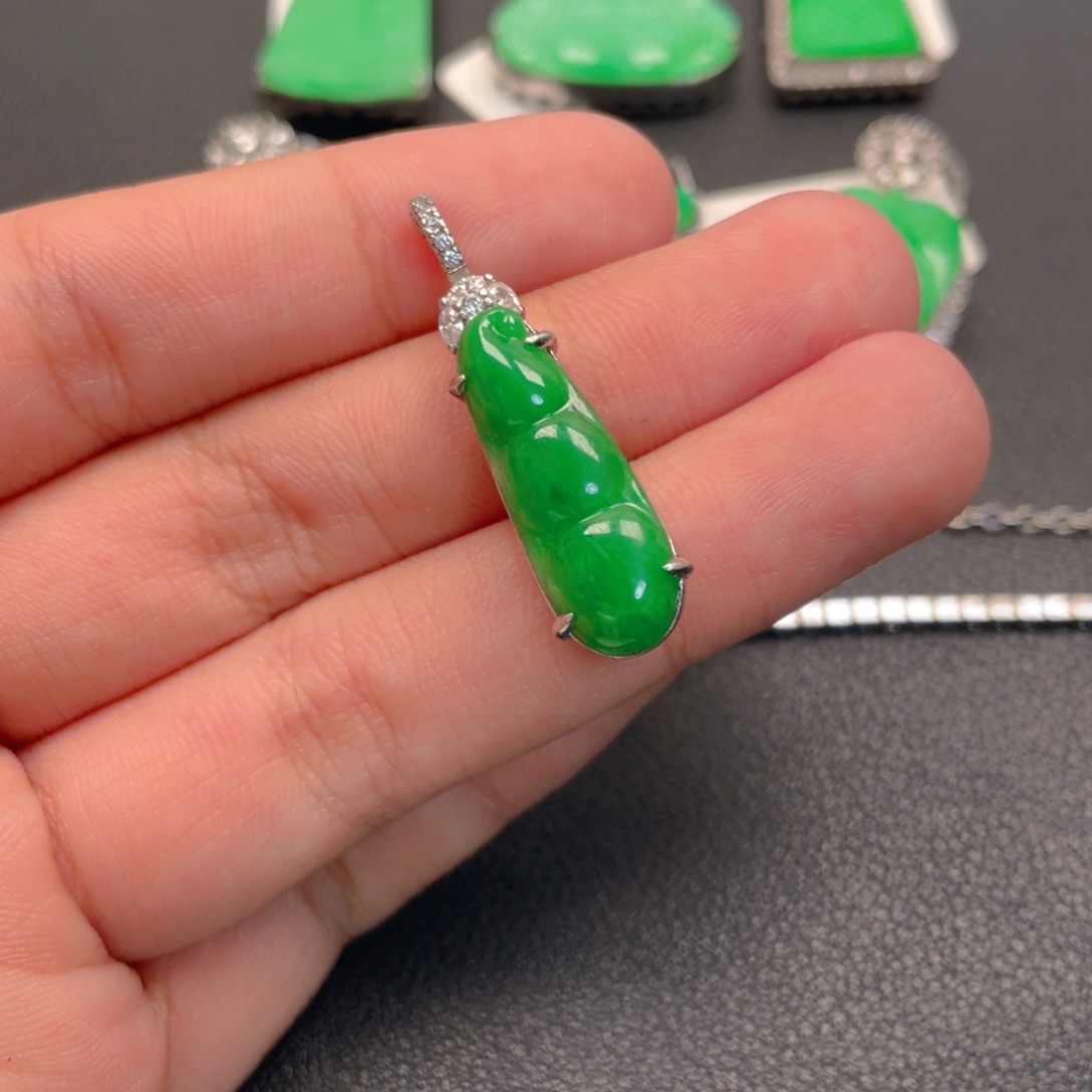 翡翠银S925镶嵌吊坠(不含链)