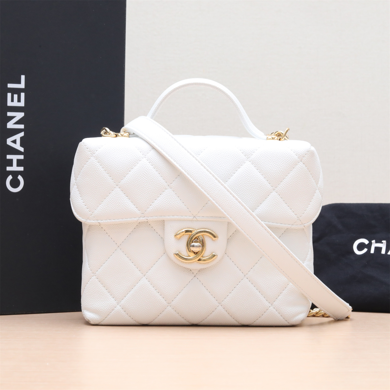95新 Chanel/香奈儿 小花双双 762695 23C 牛奶盒子包 芯片 金扣