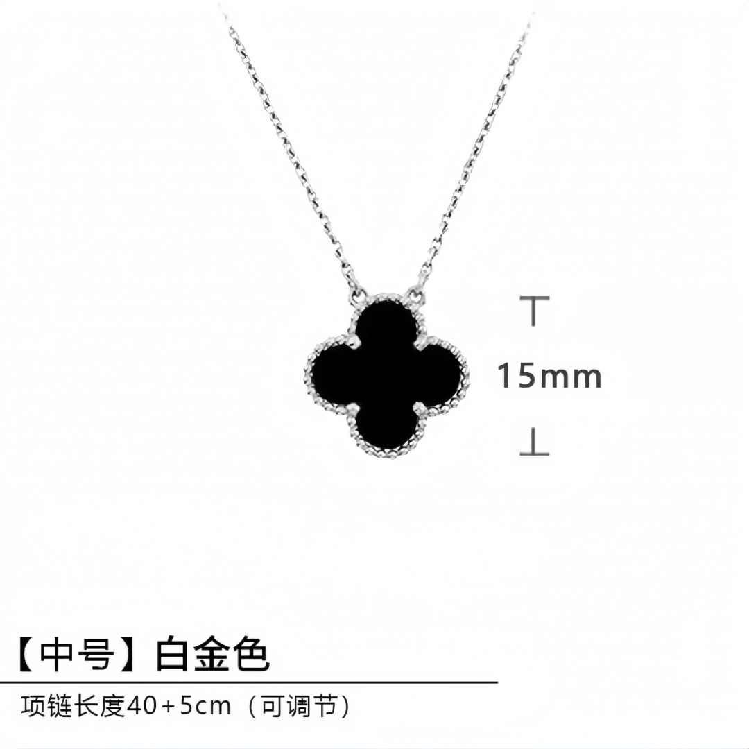 黑四叶草项链设计轻奢气质 8144
