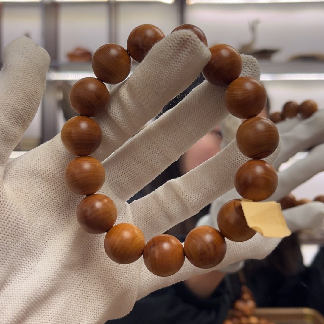 柏木（崖柏）手串/手链15红油蚕丝纹板根骨料清香药香