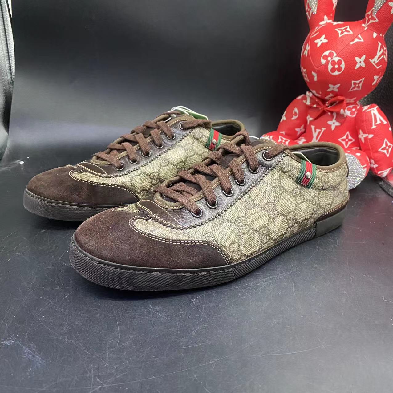 95新 GUCCI/古驰 【AO福利】多码数 男经典棕色德训低帮板鞋ao251