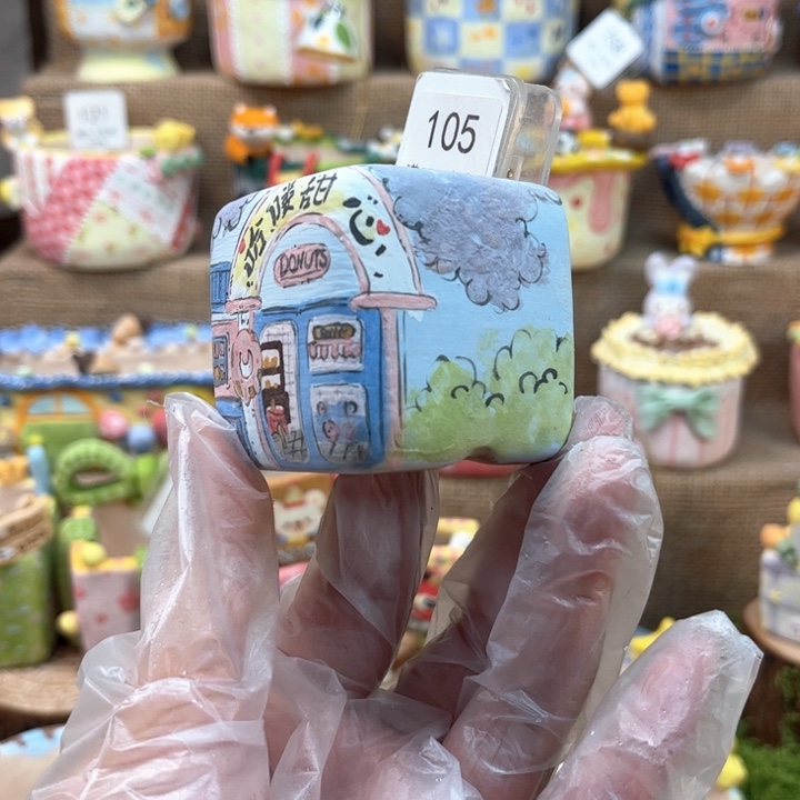 *****105街景花盆手绘花盆