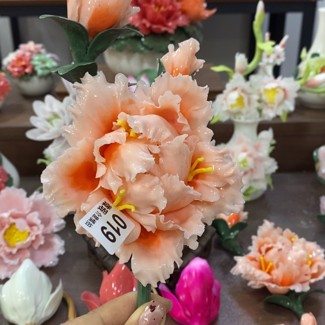 摆件陶瓷手工花摆件