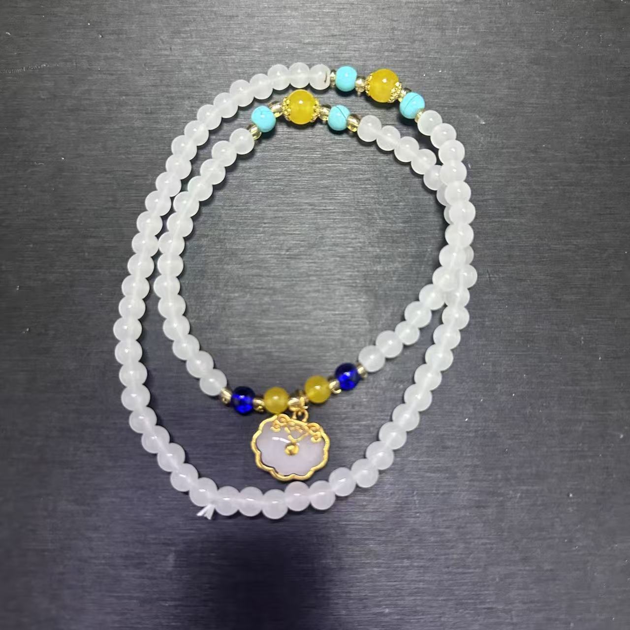 天然新疆料平安锁妈妈链项链珠链