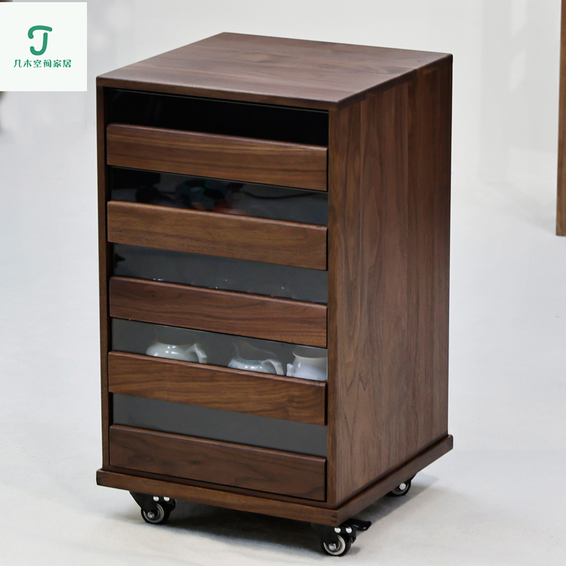 北美黑胡桃木全原木五层牙科柜送底座全实木茶具收纳柜新中式斗柜