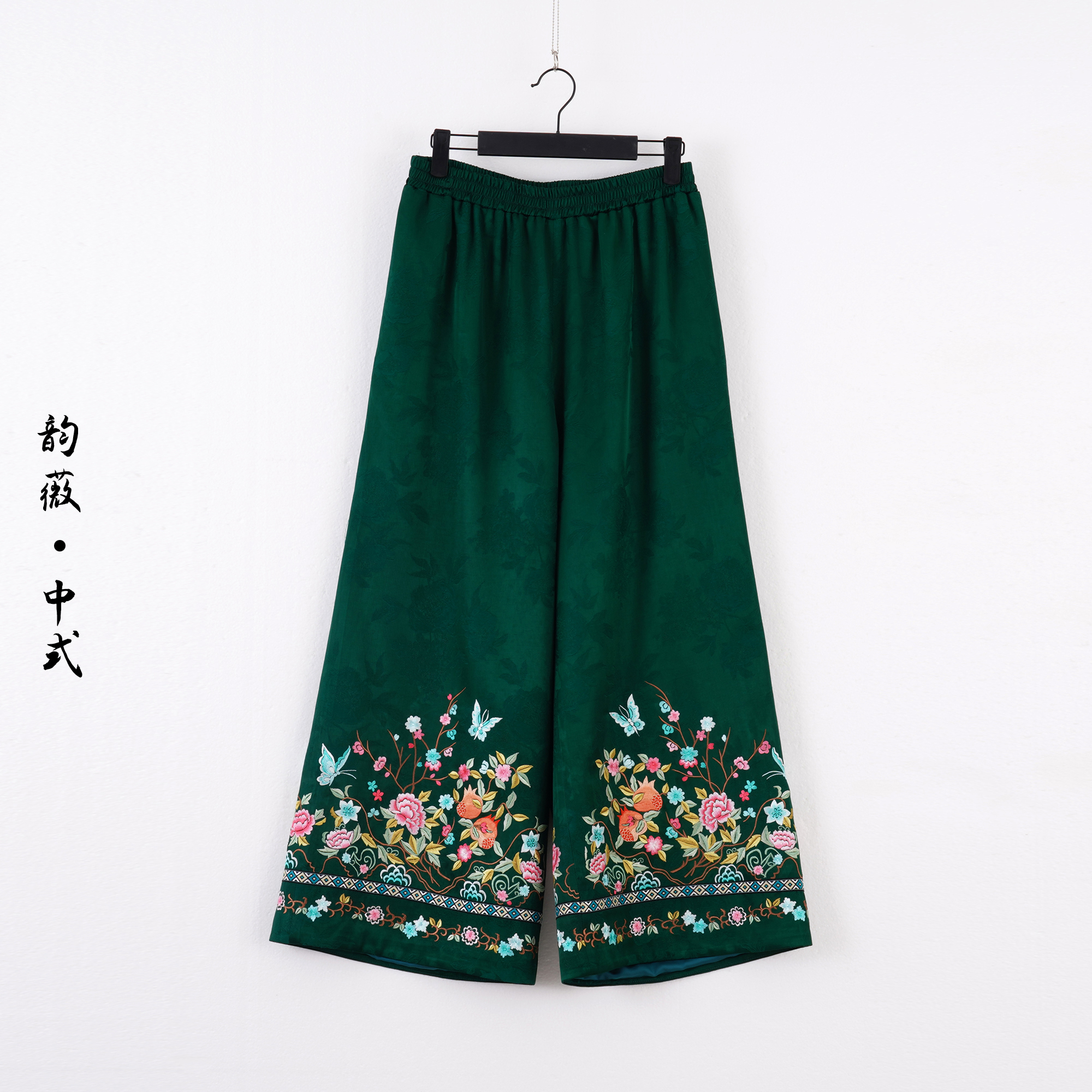 韵薇•中式刺绣常规款宽松直筒裤子中式传统国风复古百搭10387