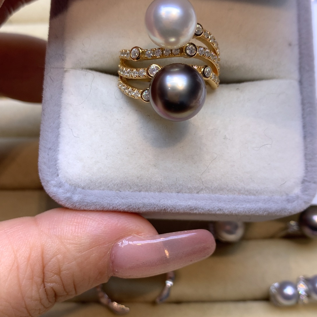 银S925镶嵌戒指海水珍珠