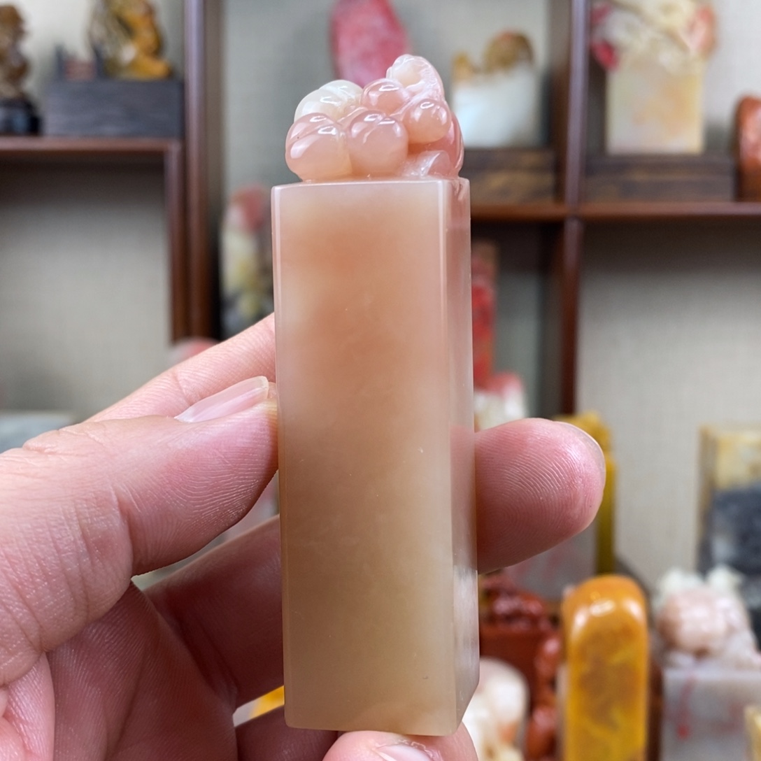 巴林石印石巴林石粉冻手工雕钮章