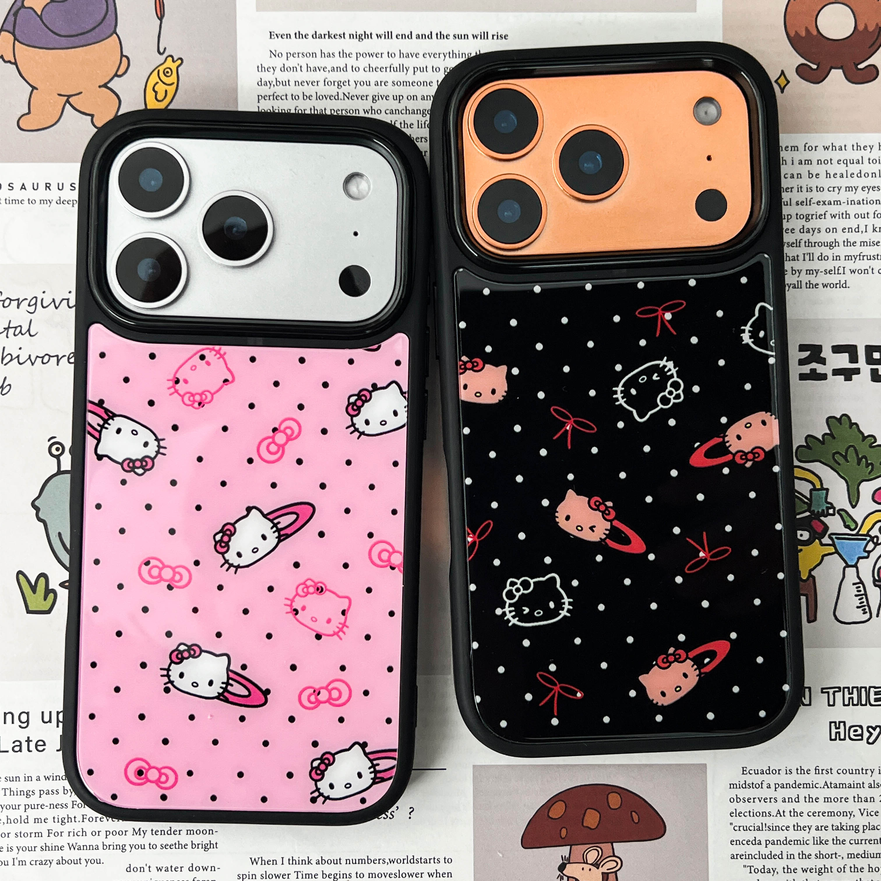 新款kitty韩系玻璃高级复古13/14/15/16/17promax适用苹果手机壳