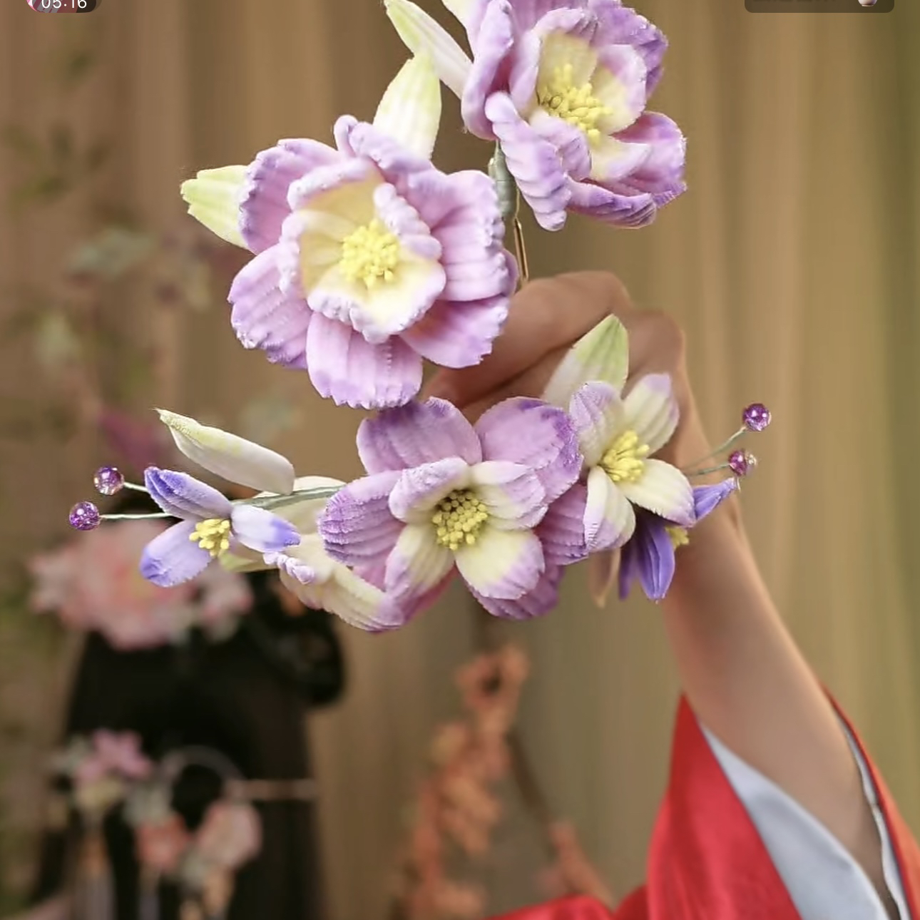 大麦吖古风发饰汉服绒花发簪 手工制作默认微瑕 均有色差