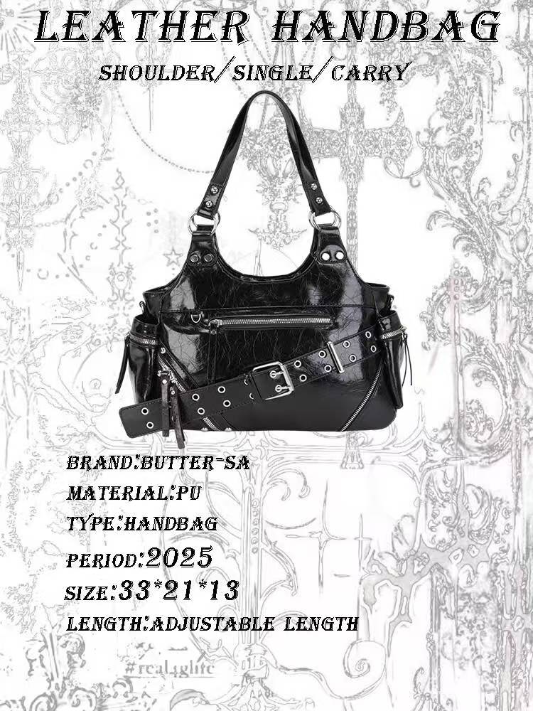 y2k【小众设计款】机车风单肩斜包手提包时尚百搭1643