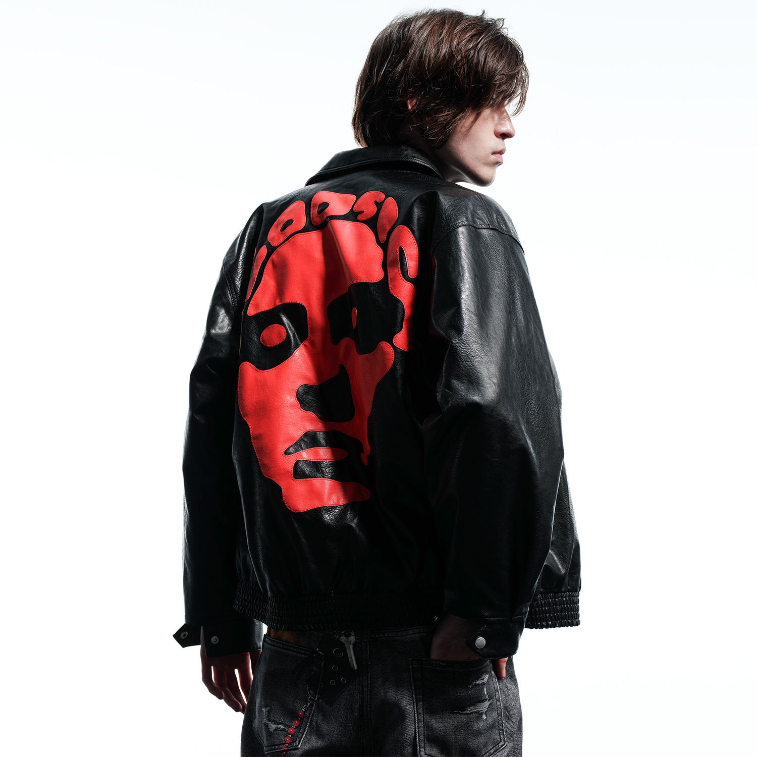 WHOOSIS（不知其名） 人面贴皮夹棉棒球夹克时尚休闲百搭