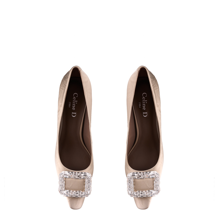 【精品女鞋】丝绸质感小羊皮方扣单鞋CD2168172