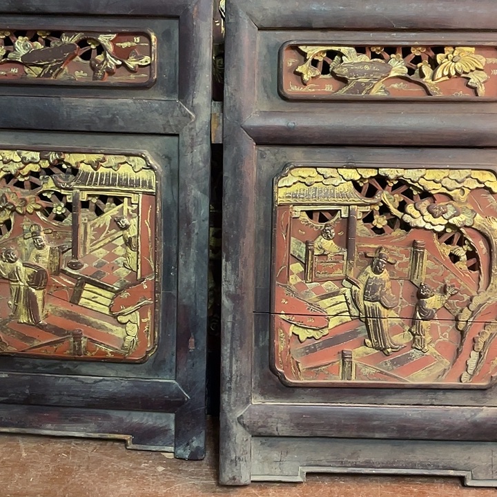 博***画绒质老木雕雕花板包邮