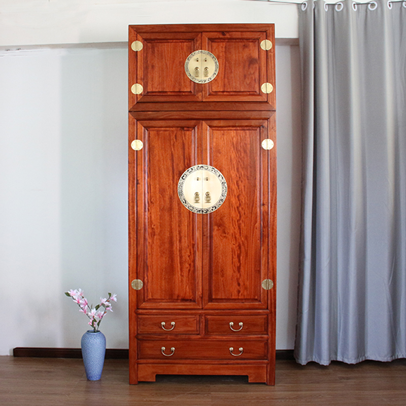 香樟木顶箱柜整装发货家用储物柜复古四门立柜樟木实木带顶大衣柜