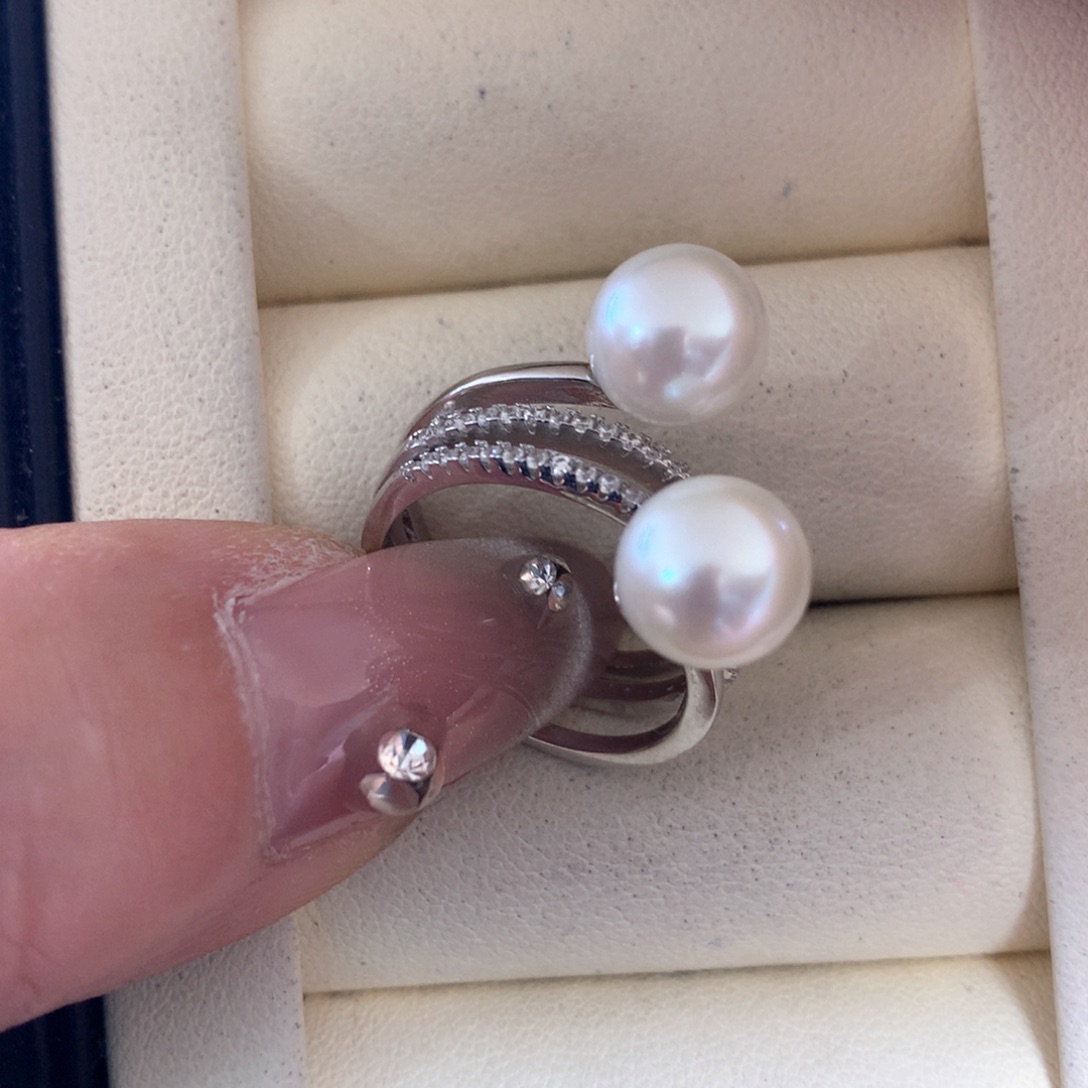 海水珍珠戒指银S925镶嵌