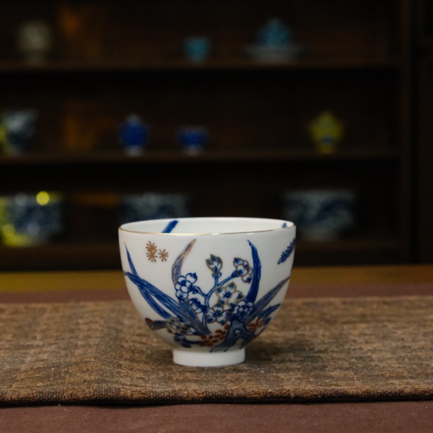 【欢欢推荐】雨溪山房描金兰花草主人杯074