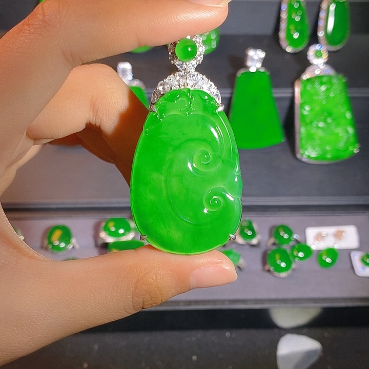 翡翠银S925镶嵌吊坠(不含链)rr