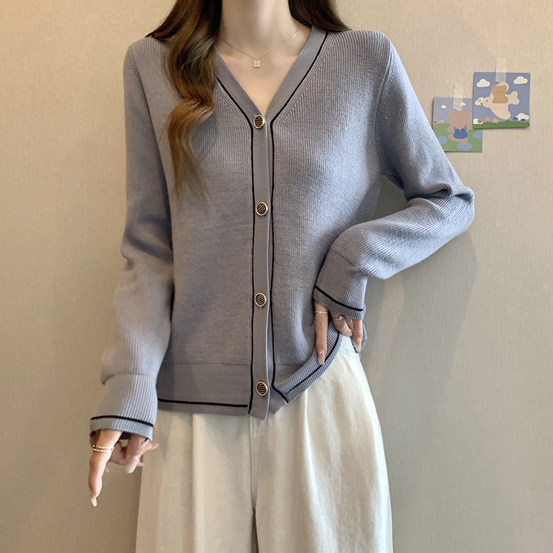 8298大码女装2023秋装新款洋气百搭针织上衣胖MM宽松毛衣开衫外套