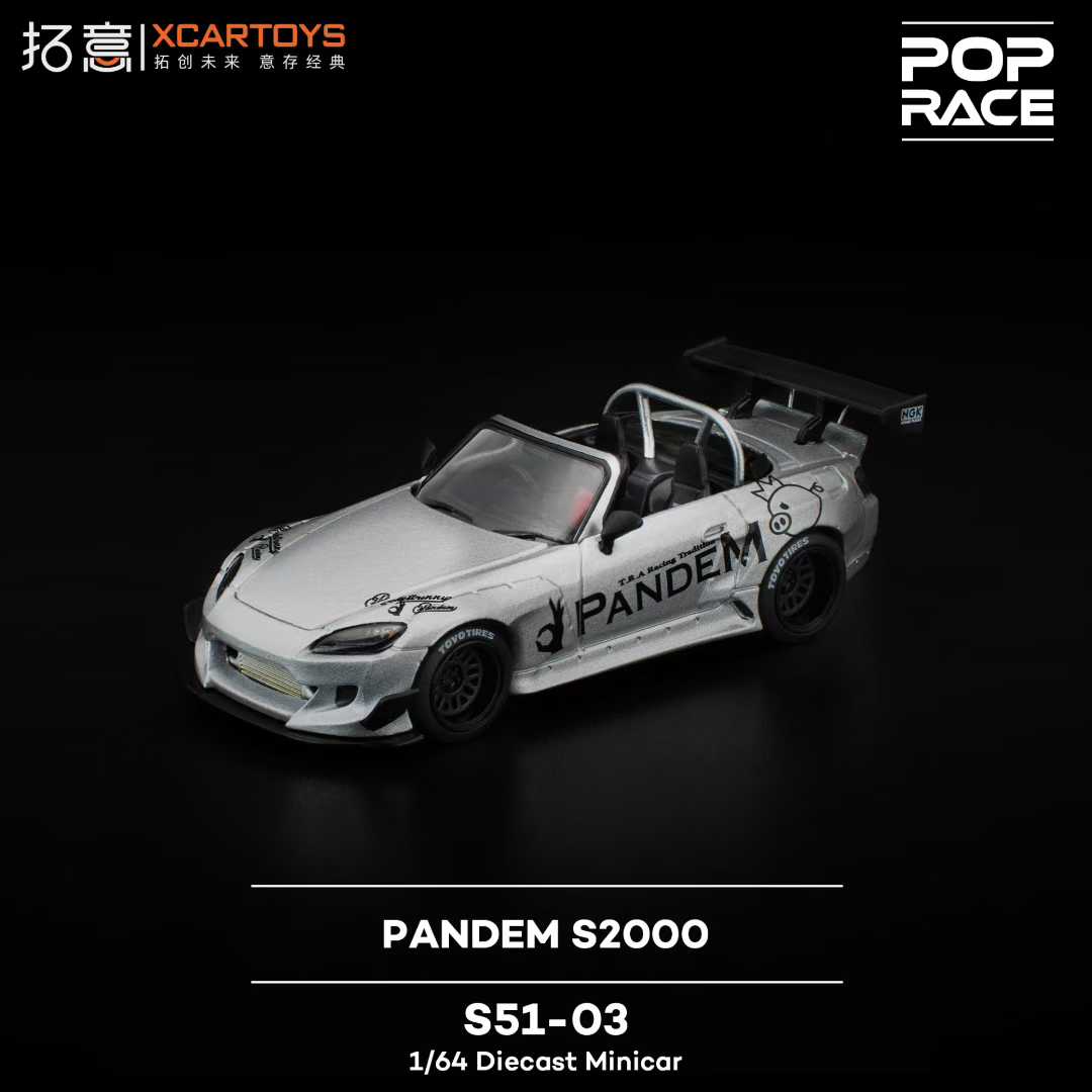 拓意POPRACE 1:64 S51-03 PANDEM S2000 银色 合金汽车模型