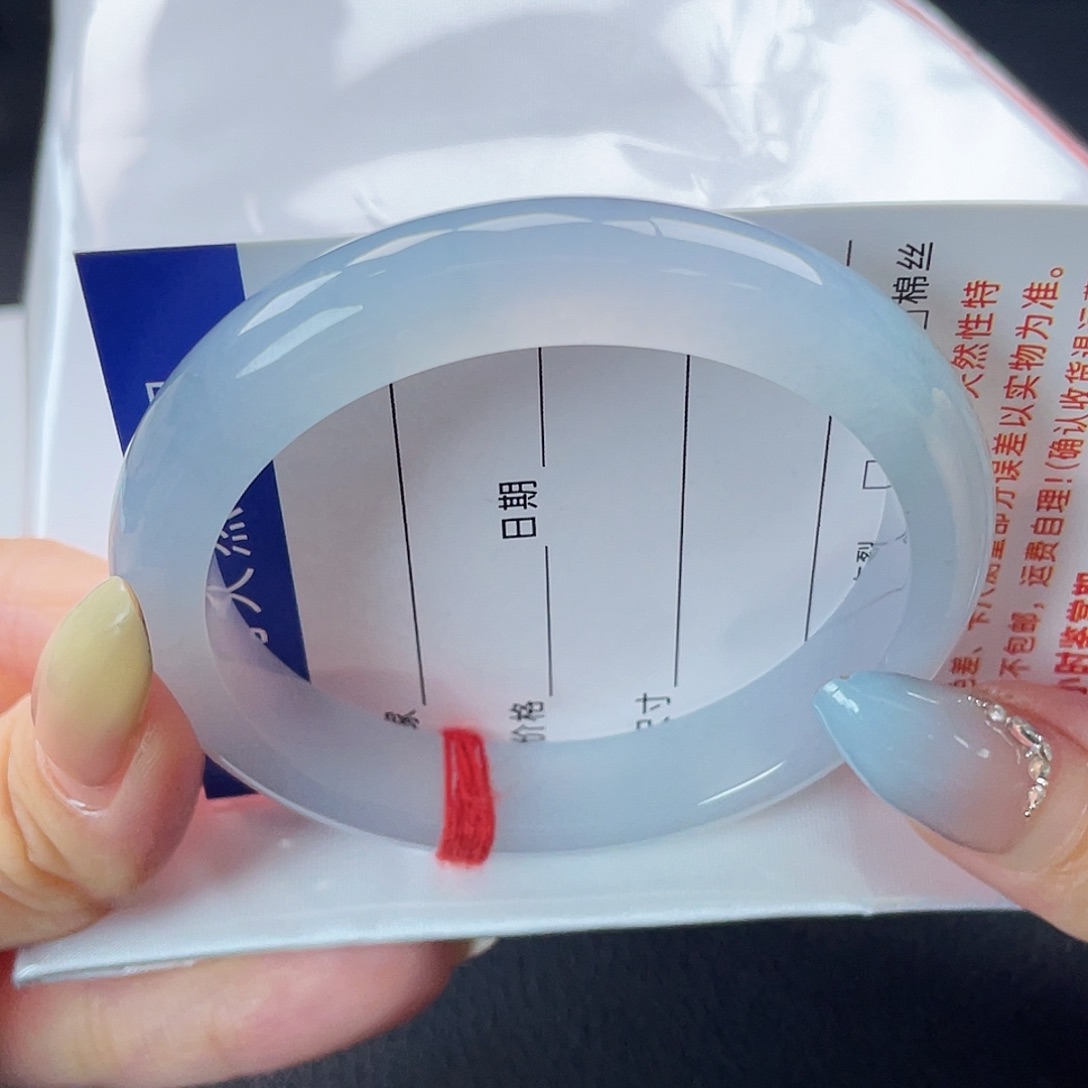 翡翠手镯未镶嵌6263-起光果冻底蓝紫色-美人条