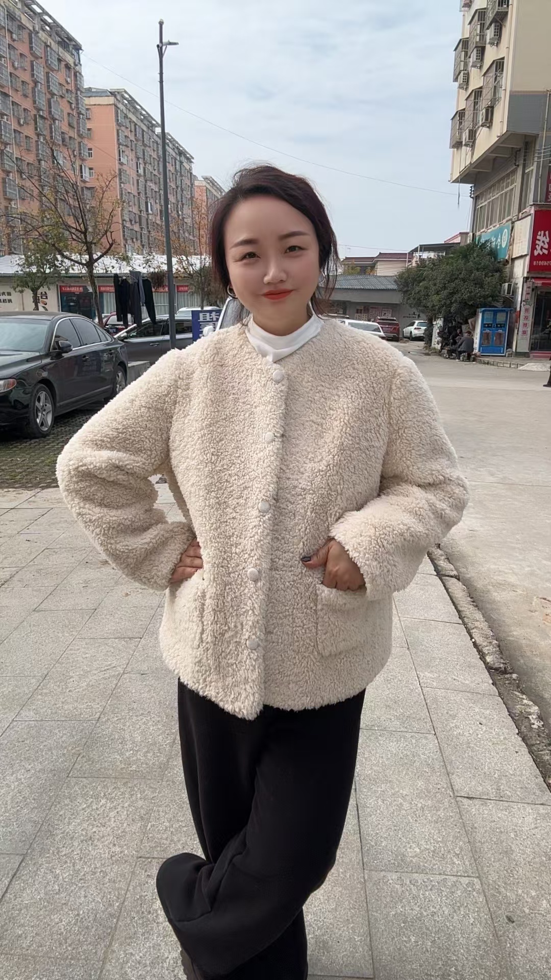 623极简风V领网红拉链短外套女圆领保暖女装