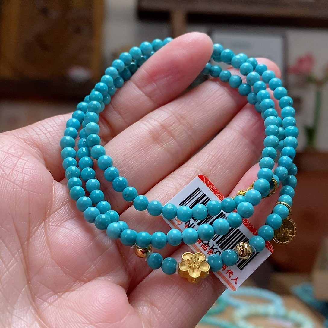 绿松石珠宝奇石18K金镶嵌