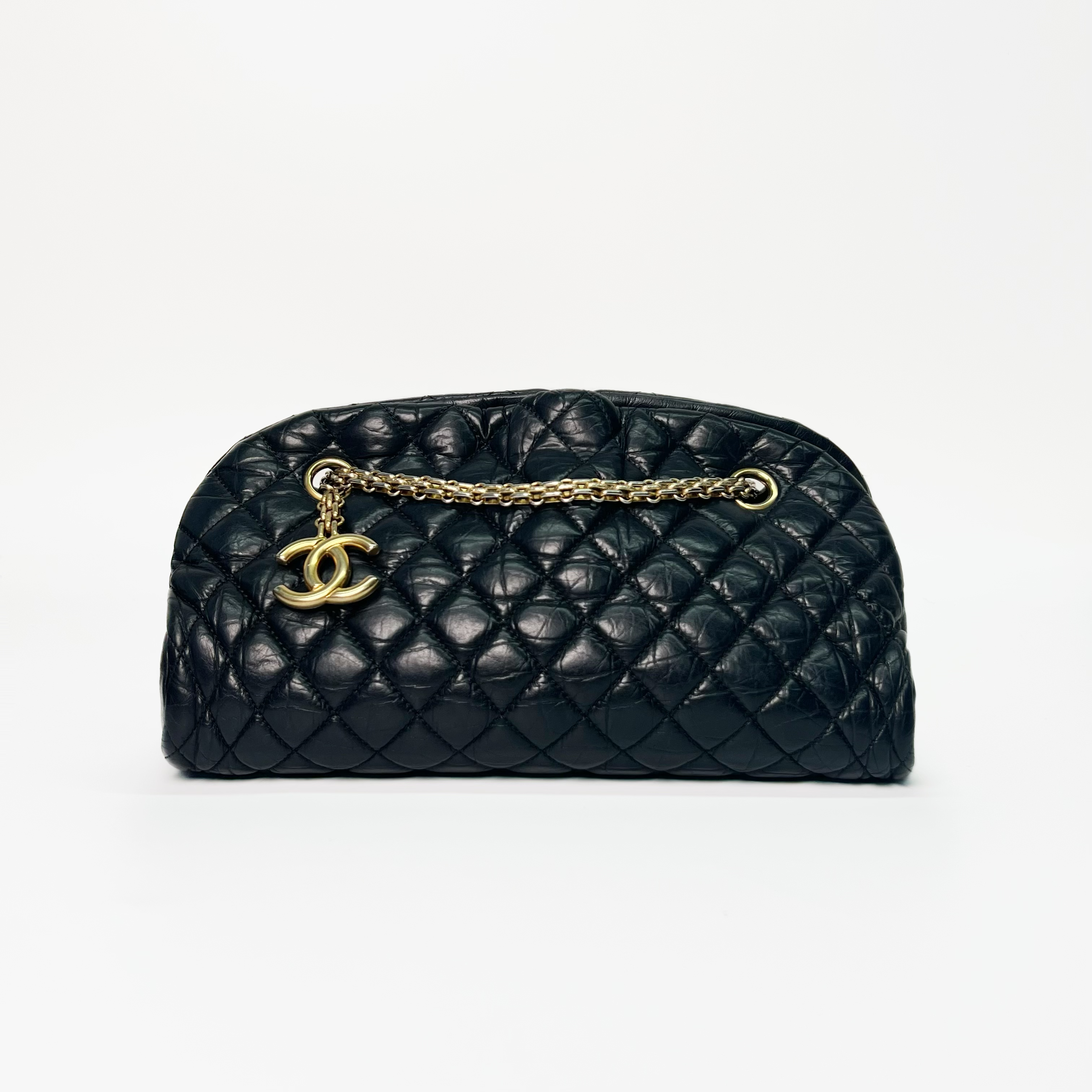 95新 Chanel/香奈儿 黑金保龄球链条包/0124