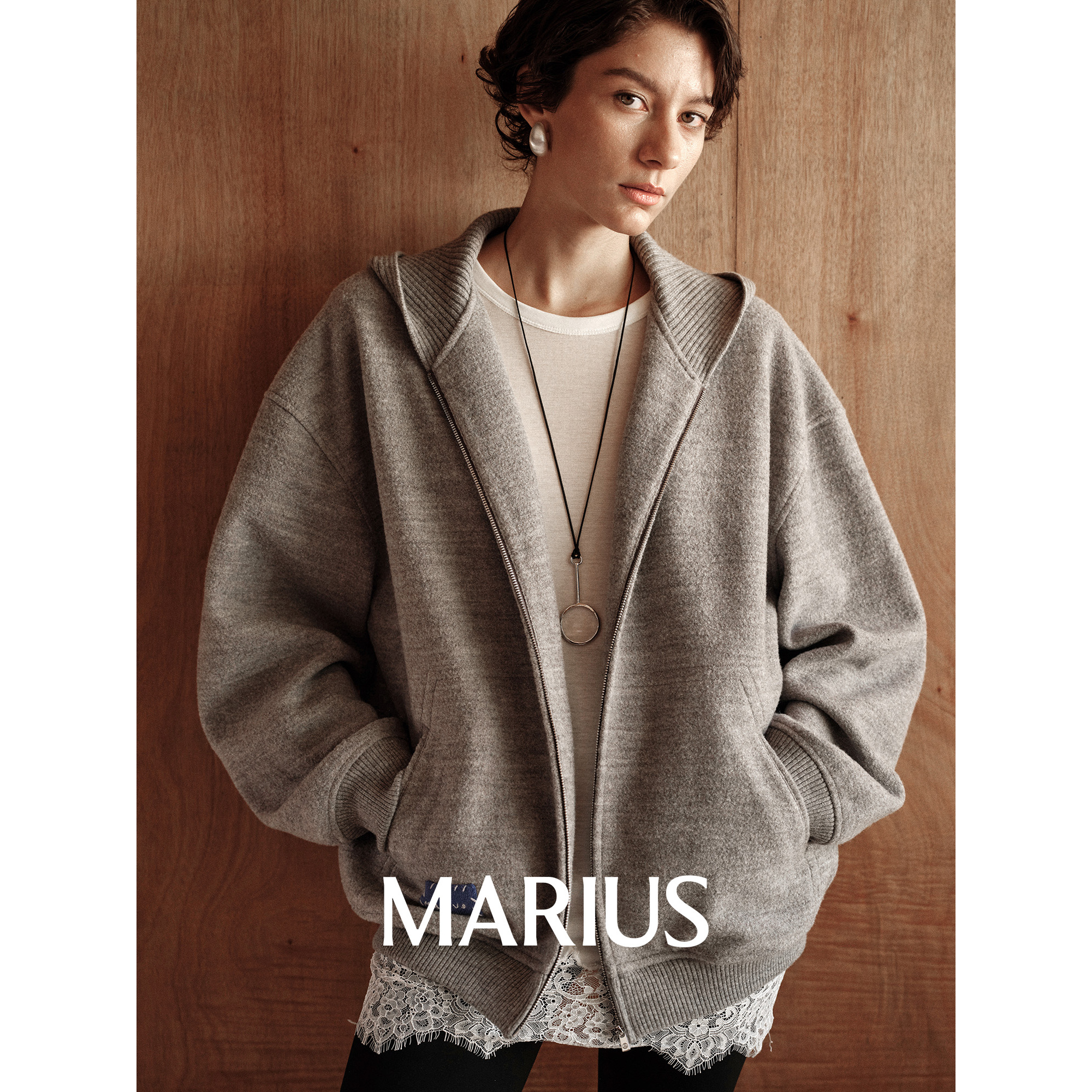 MARIUS“小帽衫”时尚休闲连帽开衫外套
