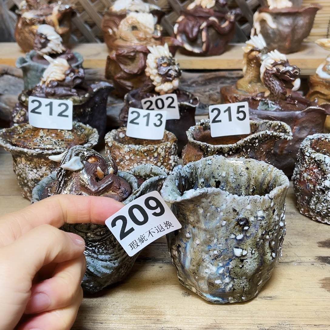 杯蓝***柴烧粗陶手捏宝瓶公道特价