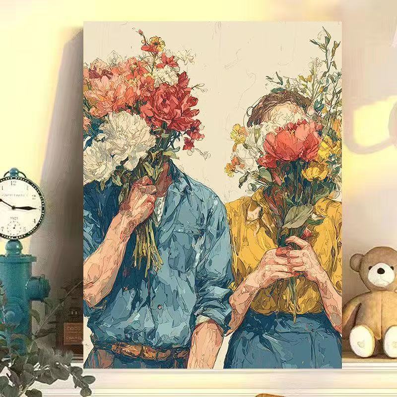 diy数字油画充满爱系列手工填充填色油画解压治愈系装饰挂画