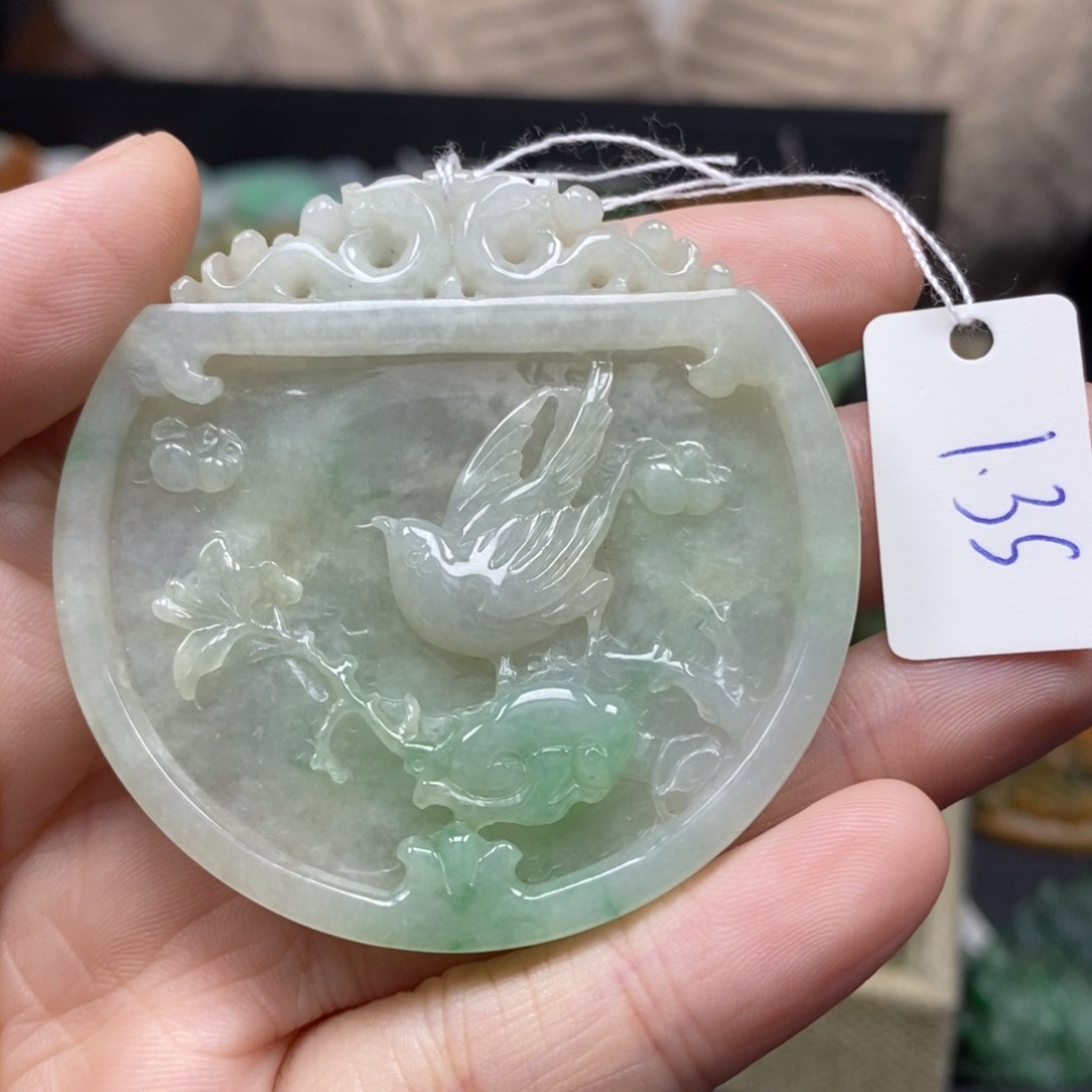 翡翠颈饰未镶嵌喜上眉梢7号