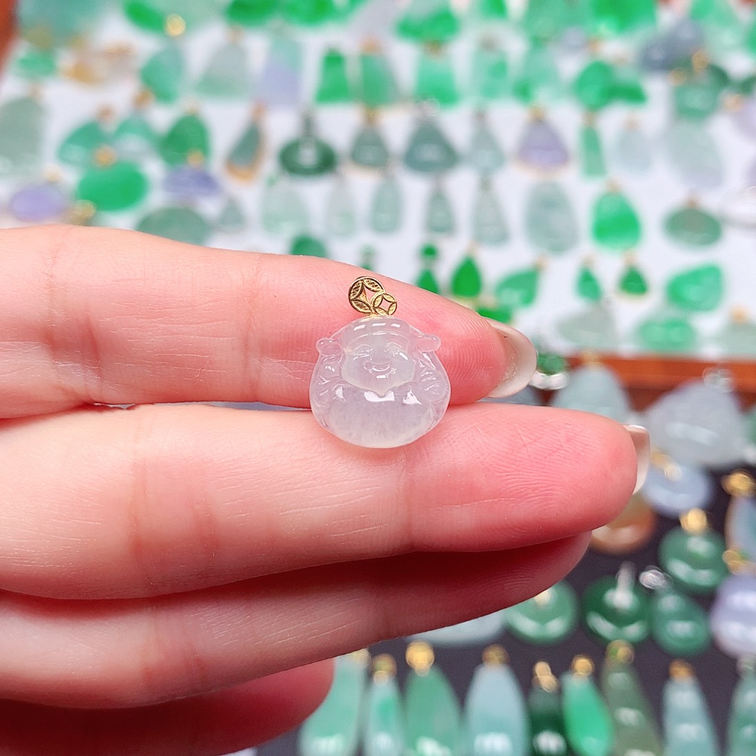 翡翠颈饰18K金镶嵌N****风天然翡翠A货