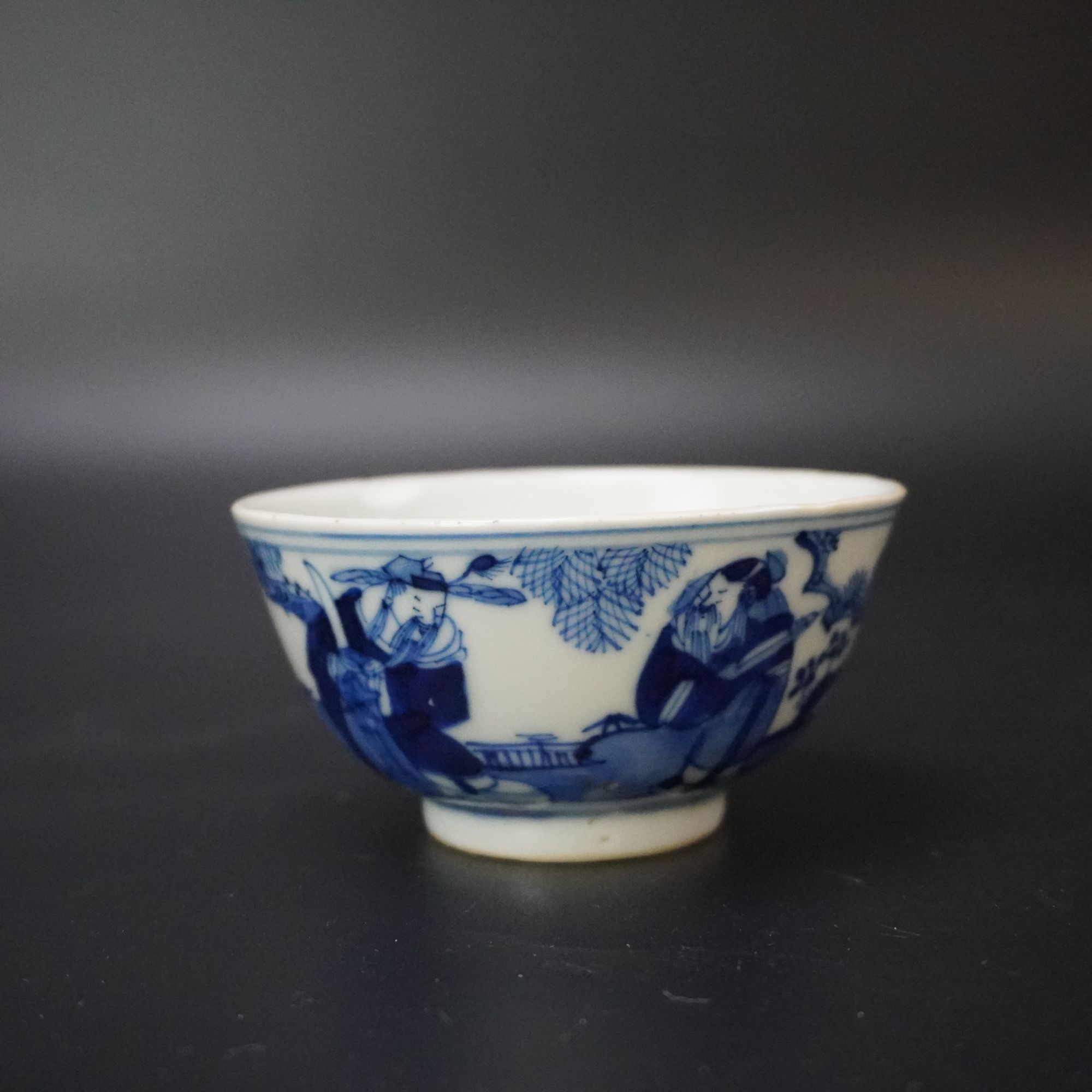 Lot25100935清光绪青花福禄寿三星茶杯 高：约4.4cm