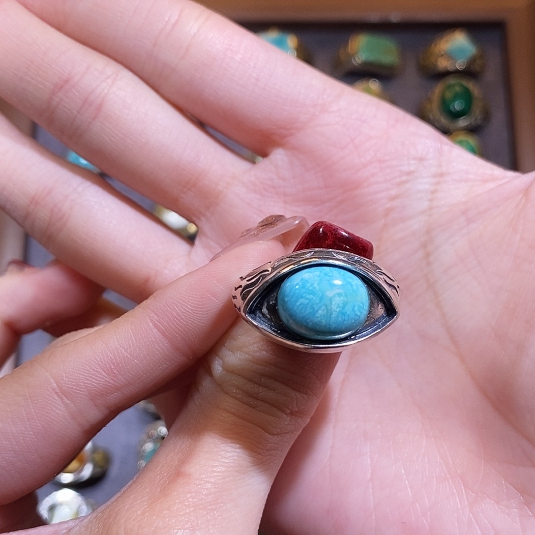 绿松石戒指银S925镶嵌D****?戒指