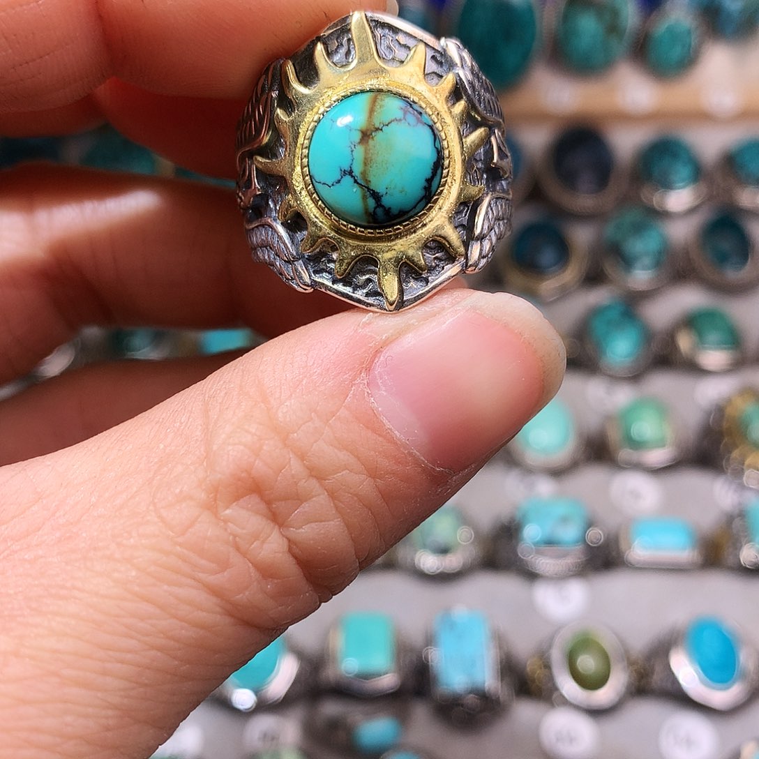 绿松石挂件银S925镶嵌