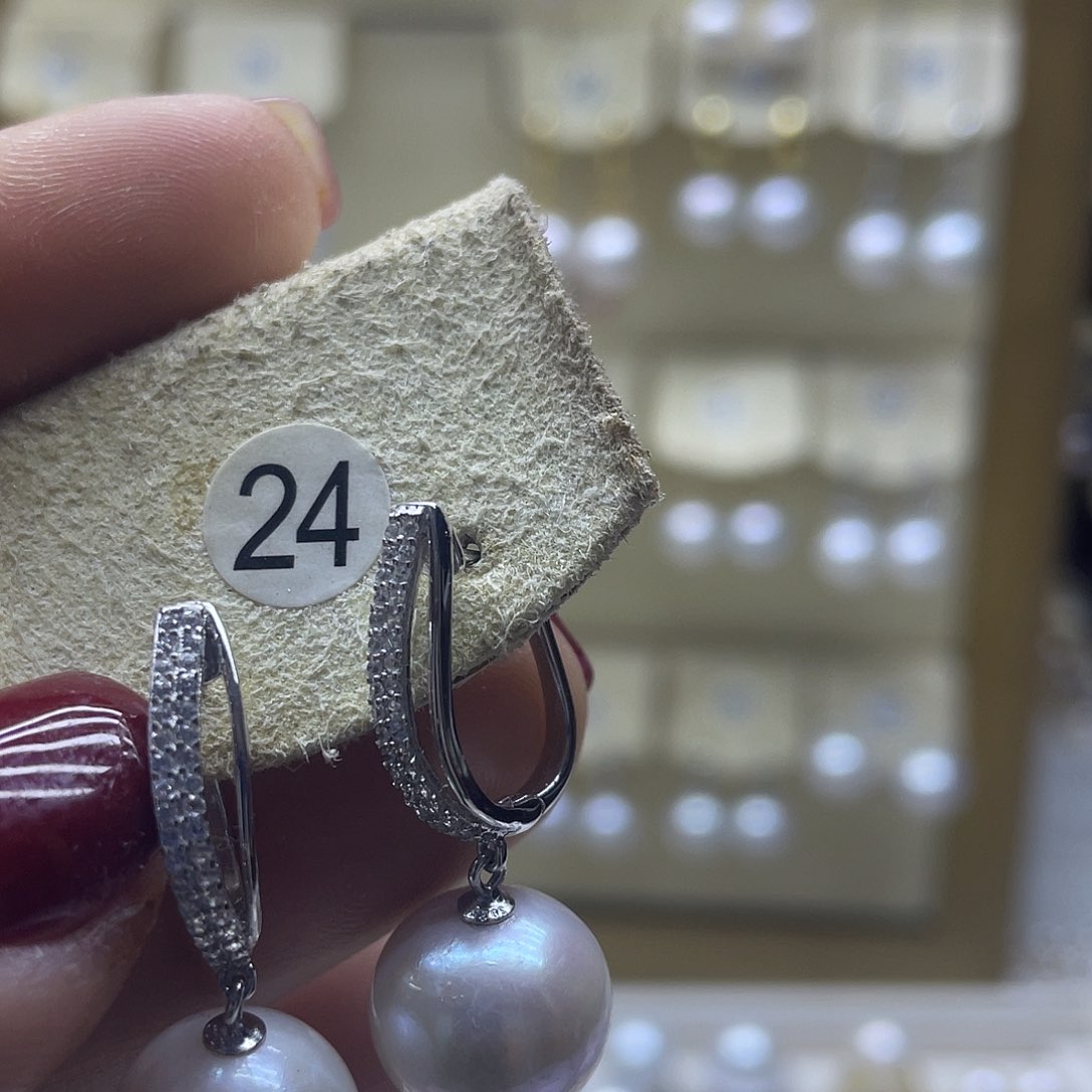 淡水珍珠耳饰银S925镶嵌