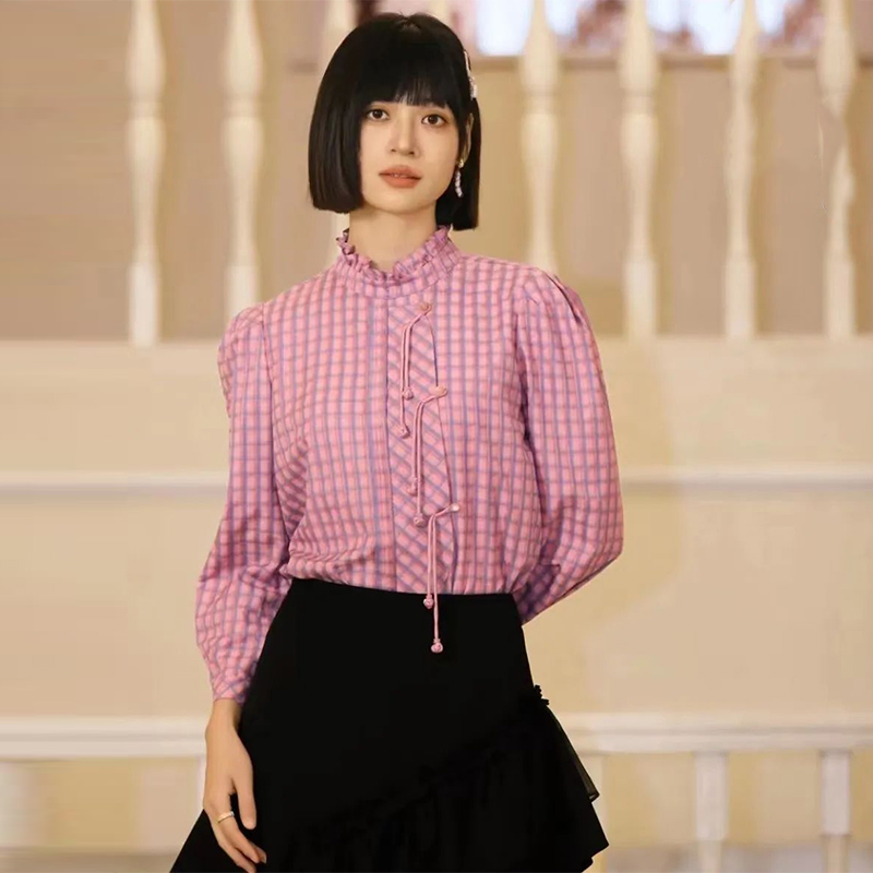 【檬】文雅格子宽松显瘦百搭衬衫2025春季新款专柜撤柜女装