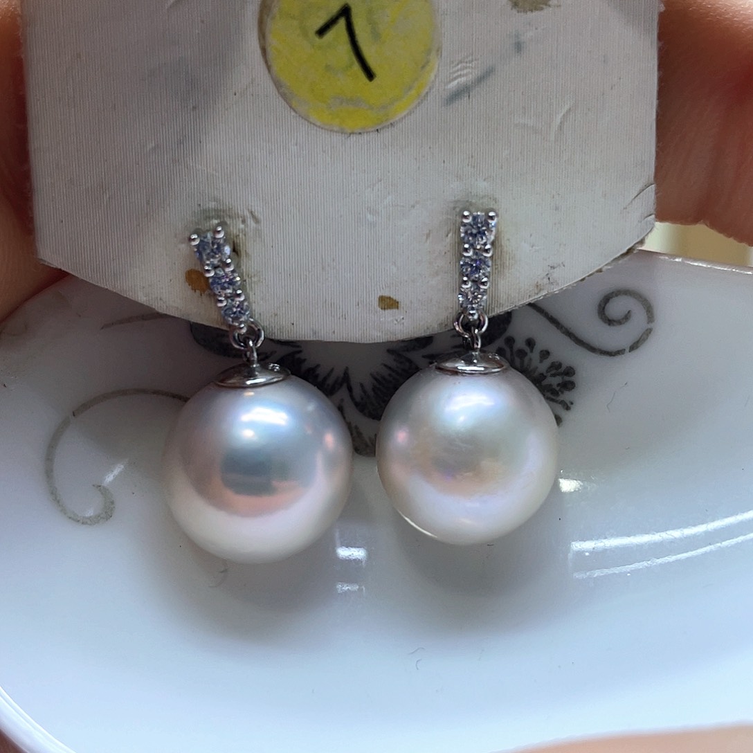 淡水珍珠耳饰银S925镶嵌
