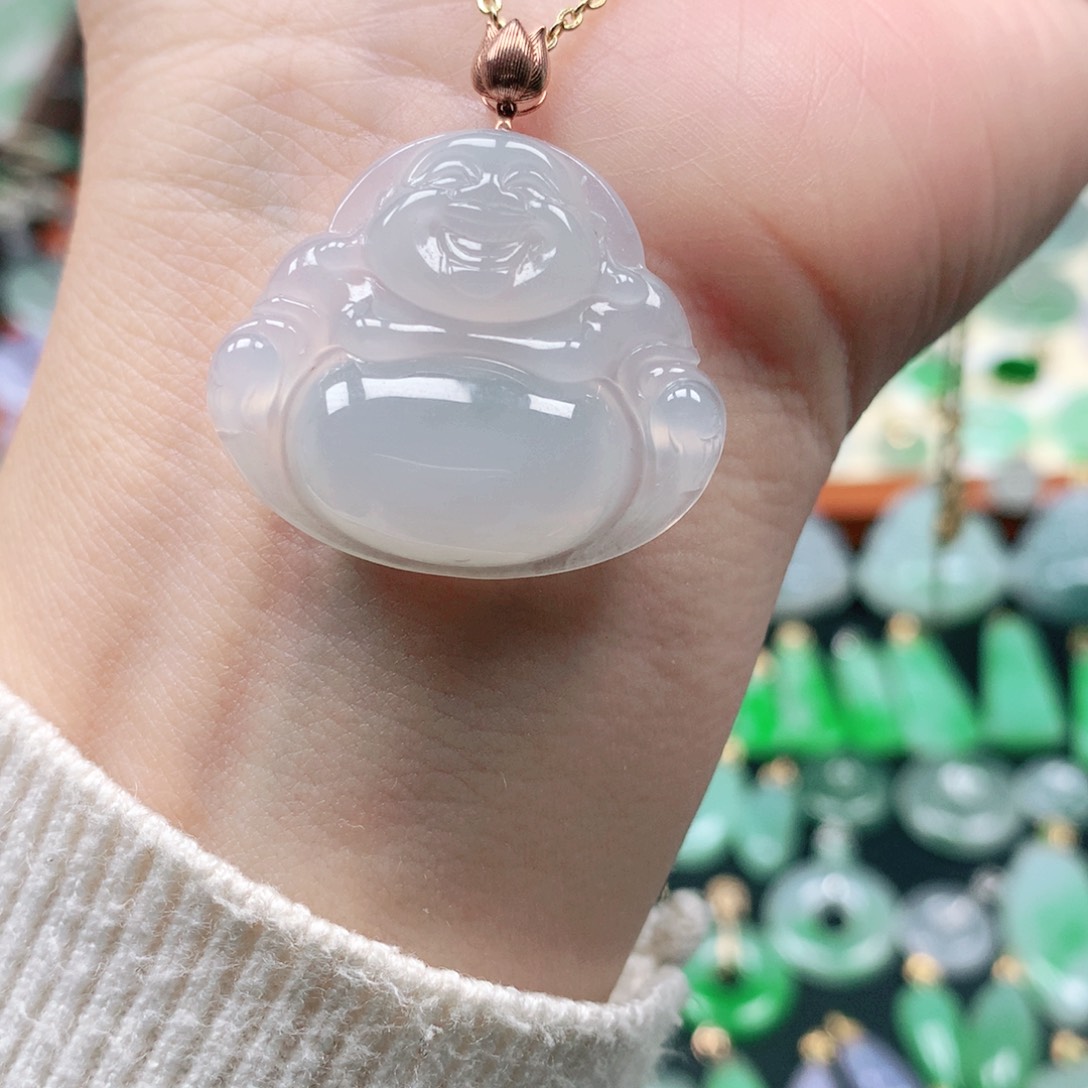 吊坠(不含链)18K金镶嵌翡翠